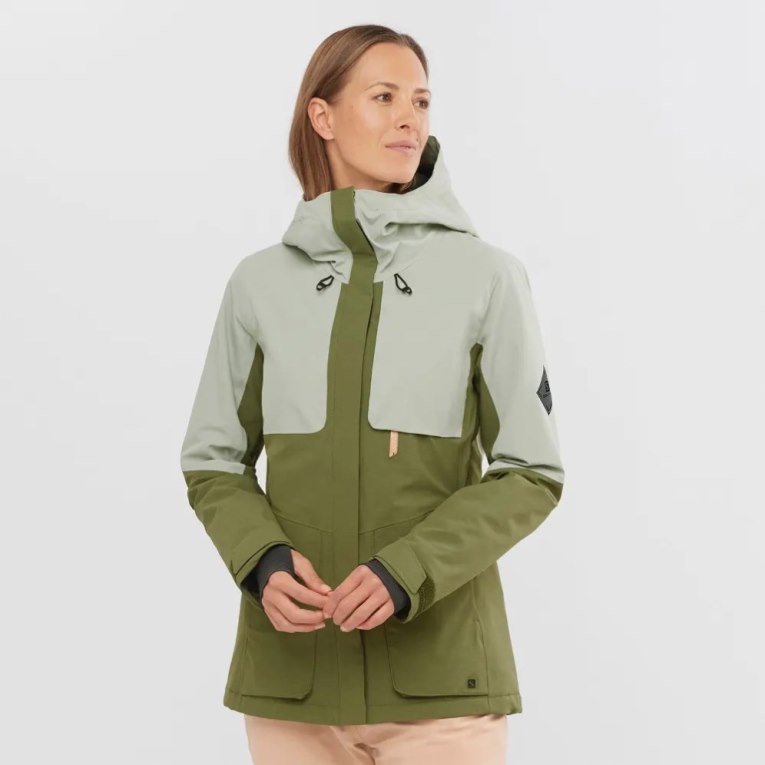 Chaquetas De Esquí Salomon Proof Light Insulated Hoodie Mujer Verde Menta Verde Oliva | MX GJHA268